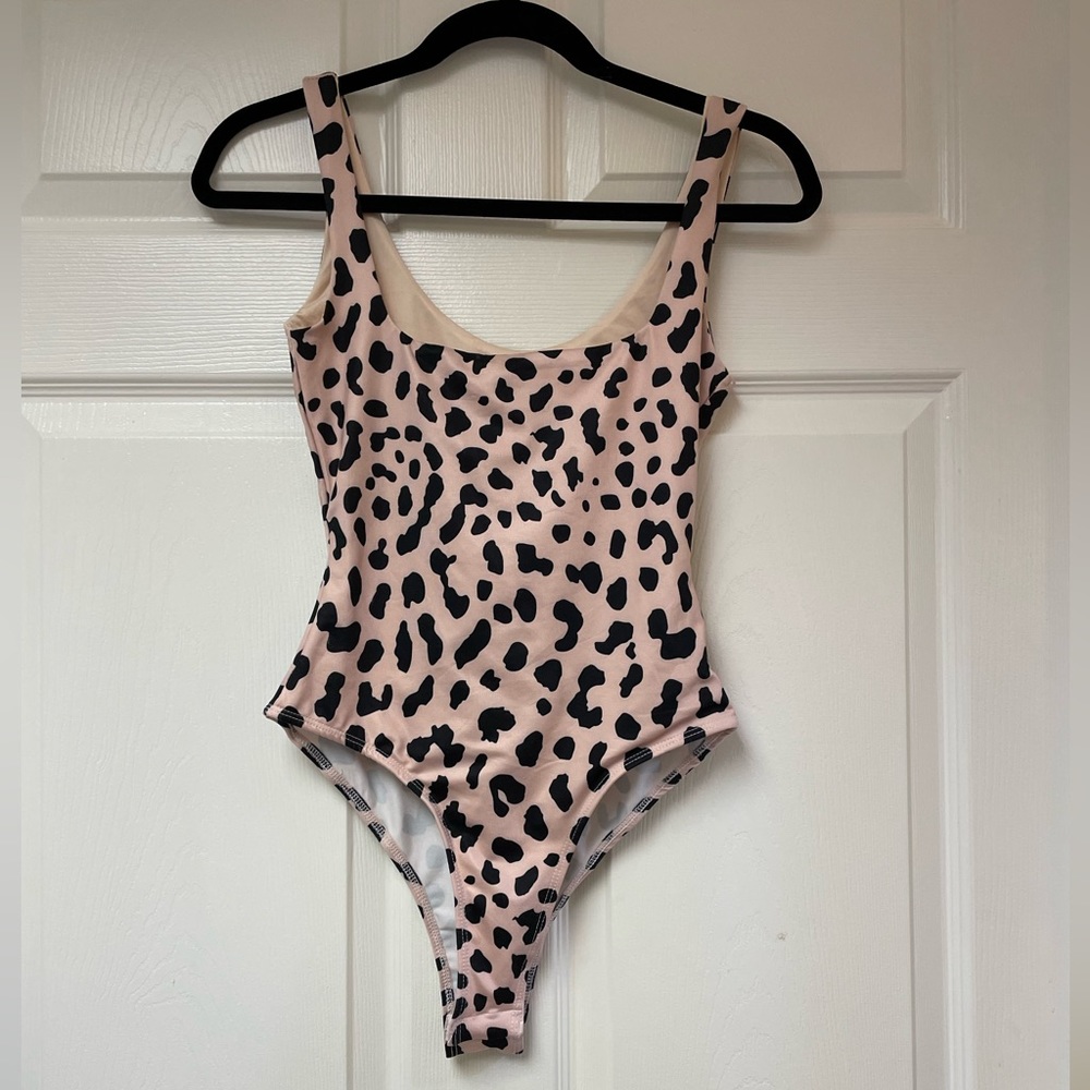 Polly size 4 black & tan leopard print tank bodysuit